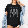 Let's Go Ghouls Skeleton Cheerleaders Halloween Parade Night Spooky Cheerleaders Graphic Tee