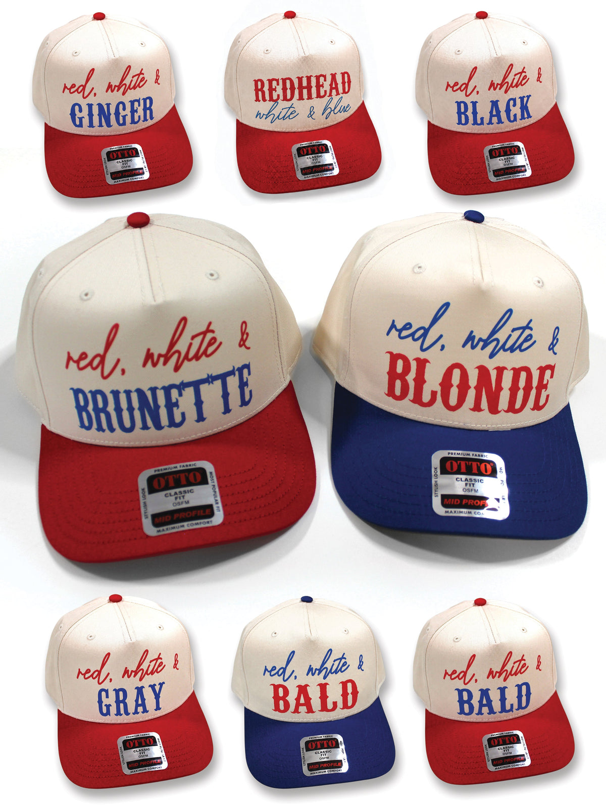 Red White and Hair Color Snapback