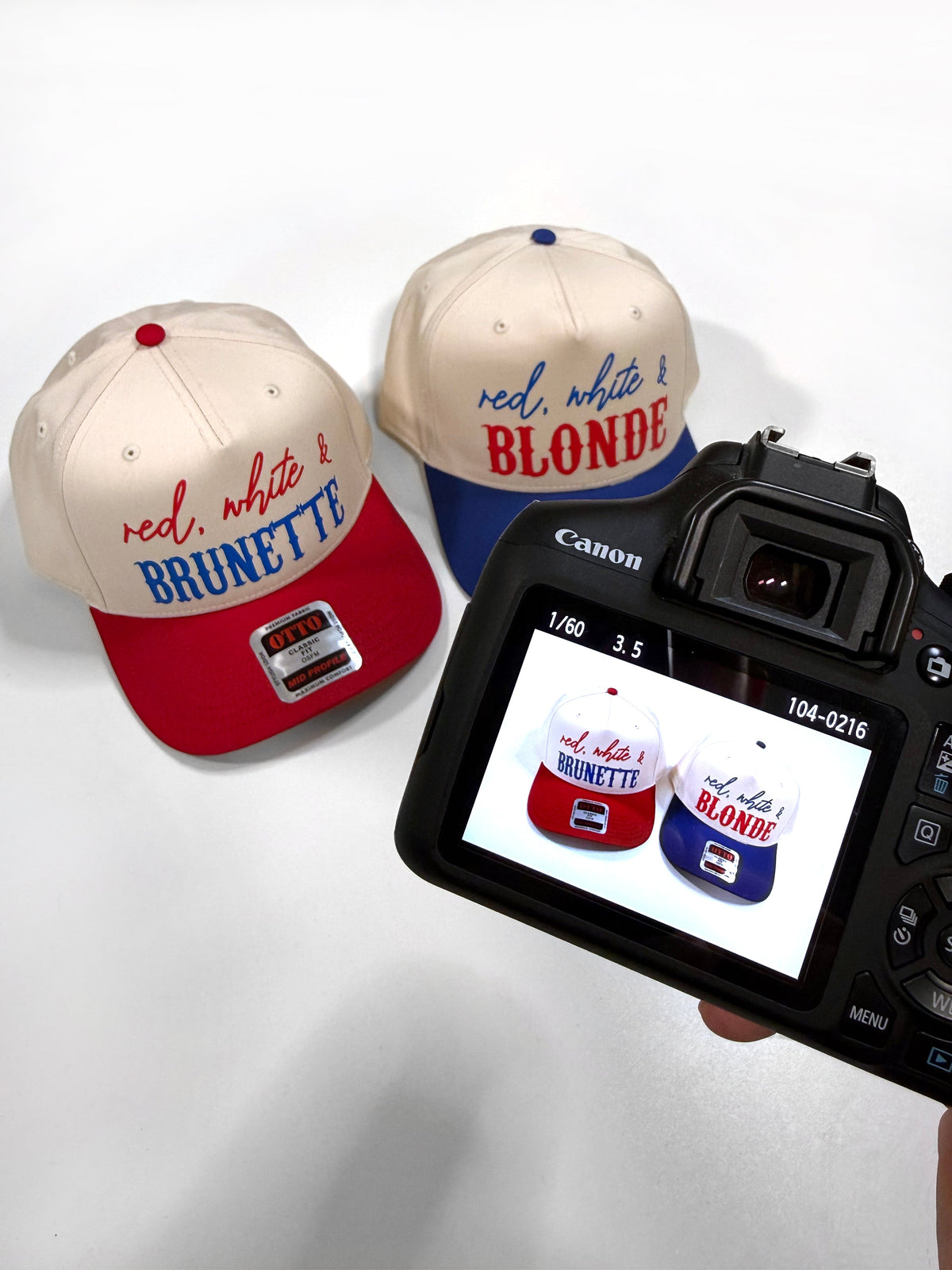 Red White and Hair Color Snapback