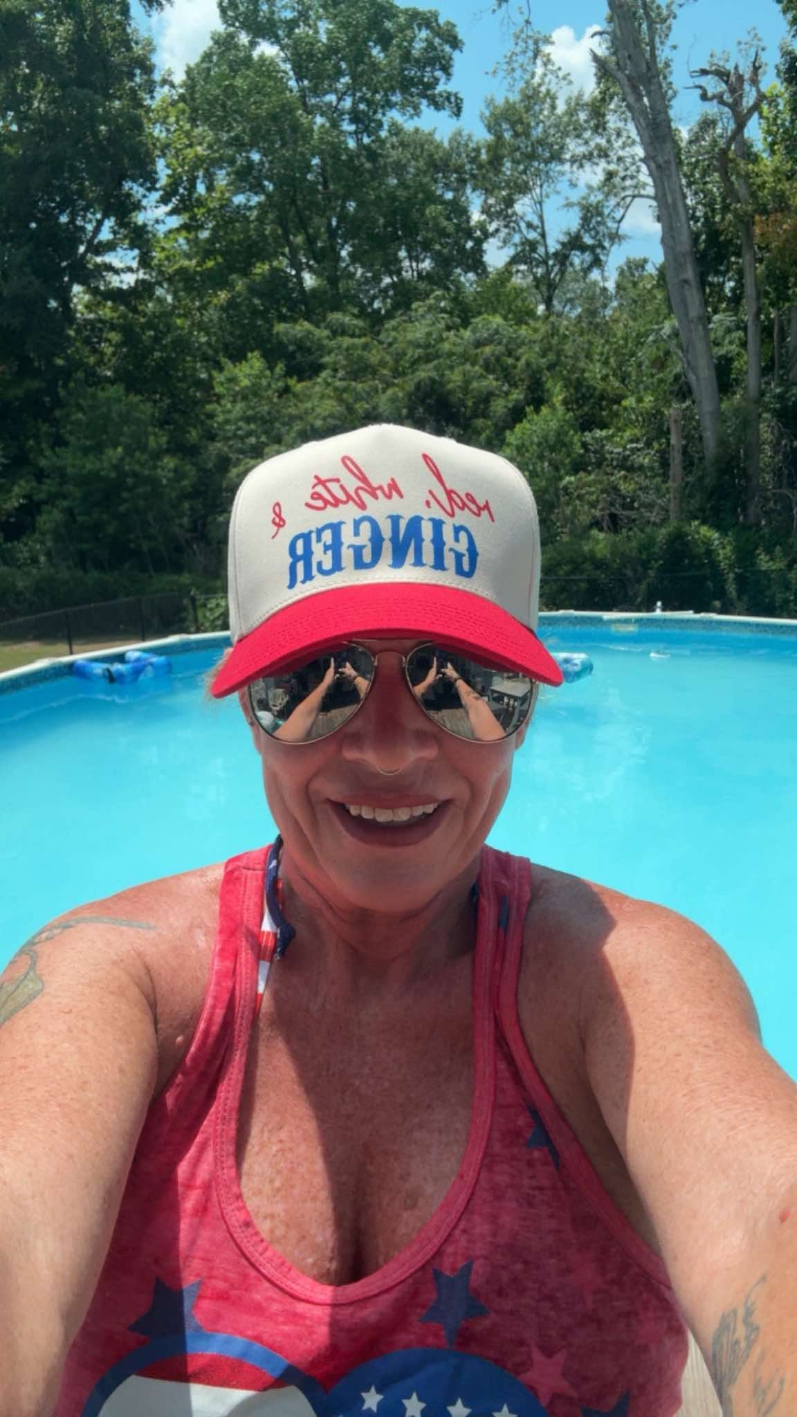 Red White and Hair Color Snapback