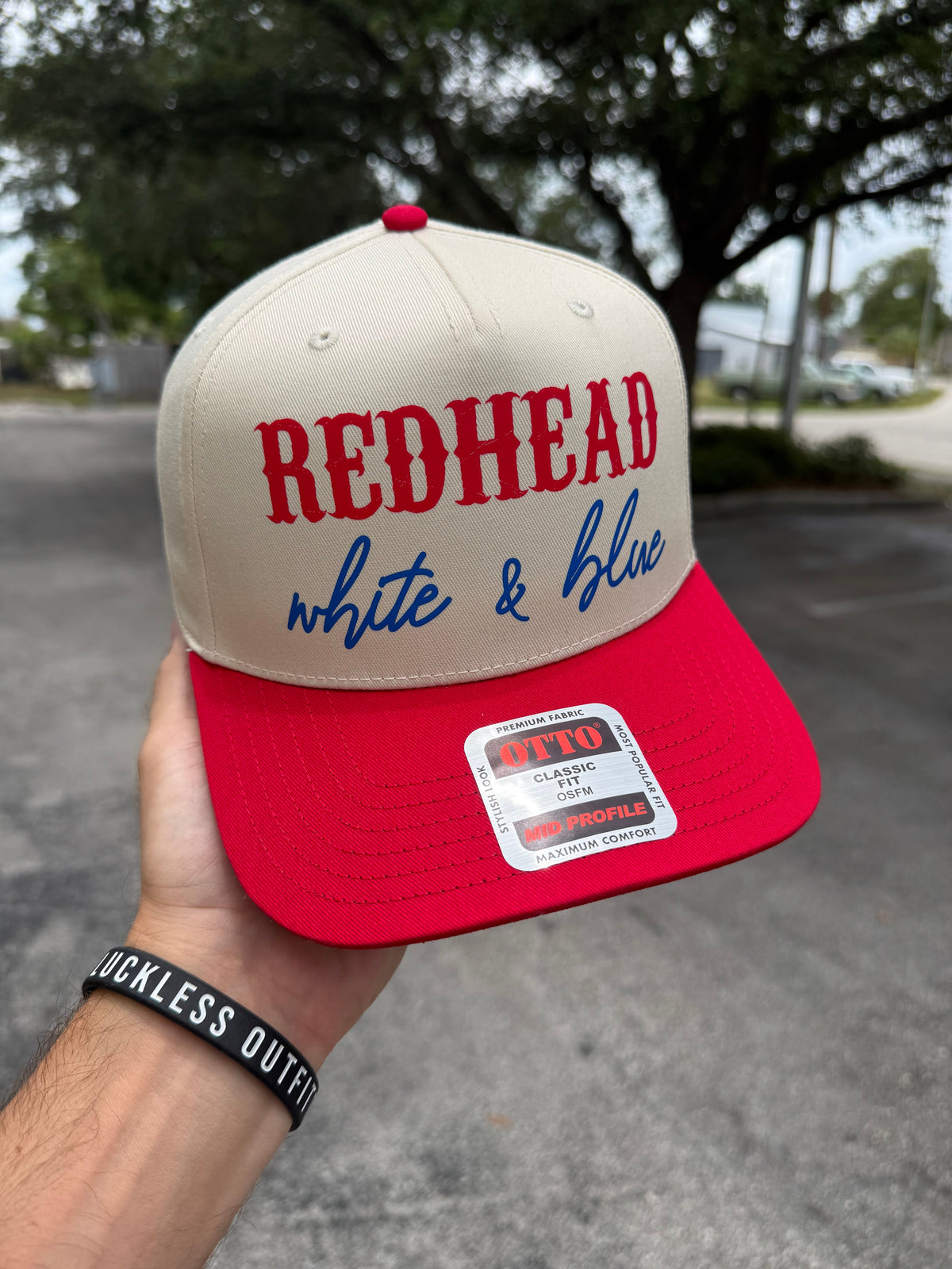 Red White and Hair Color Snapback