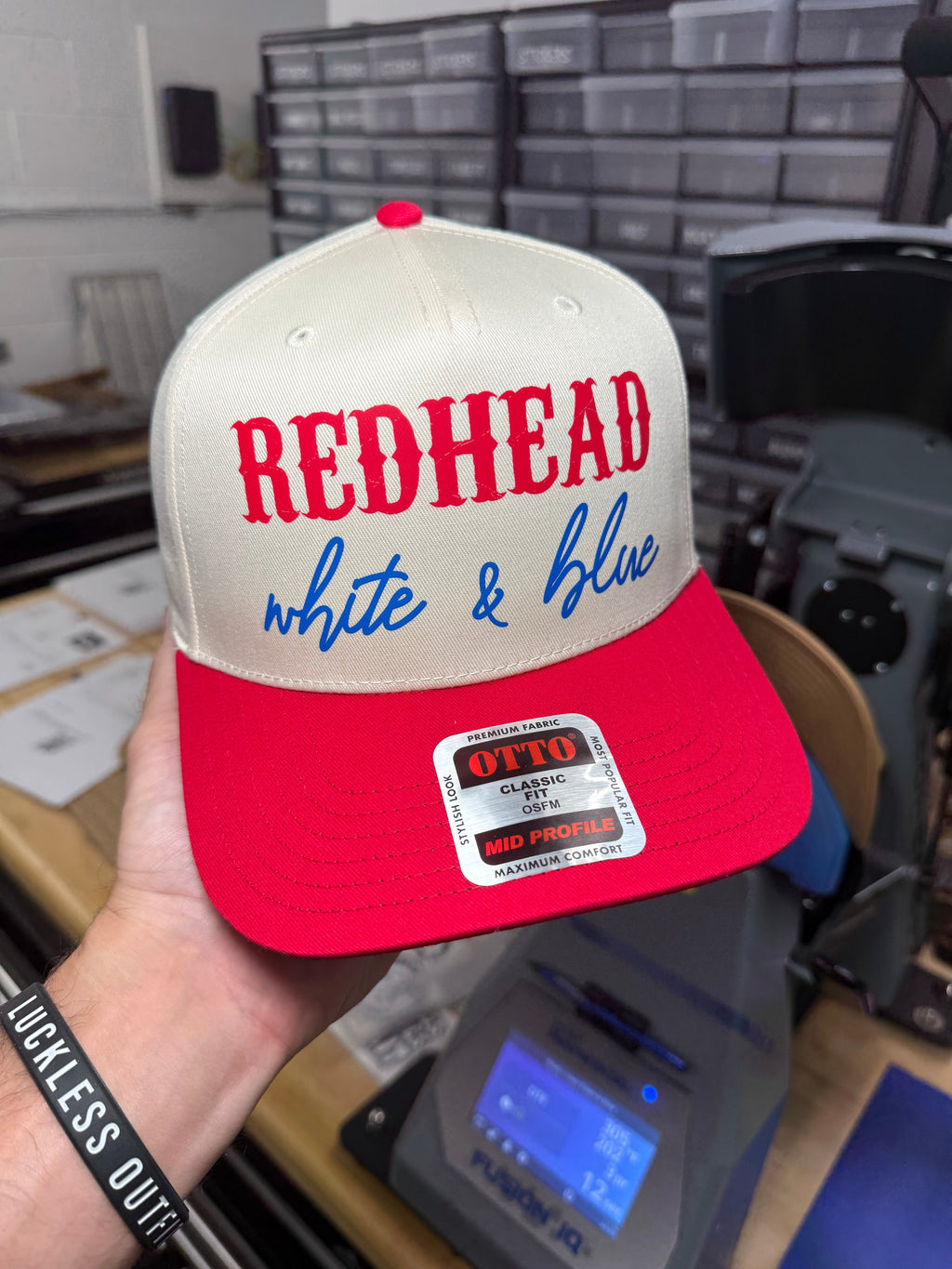 Red White and Hair Color Snapback