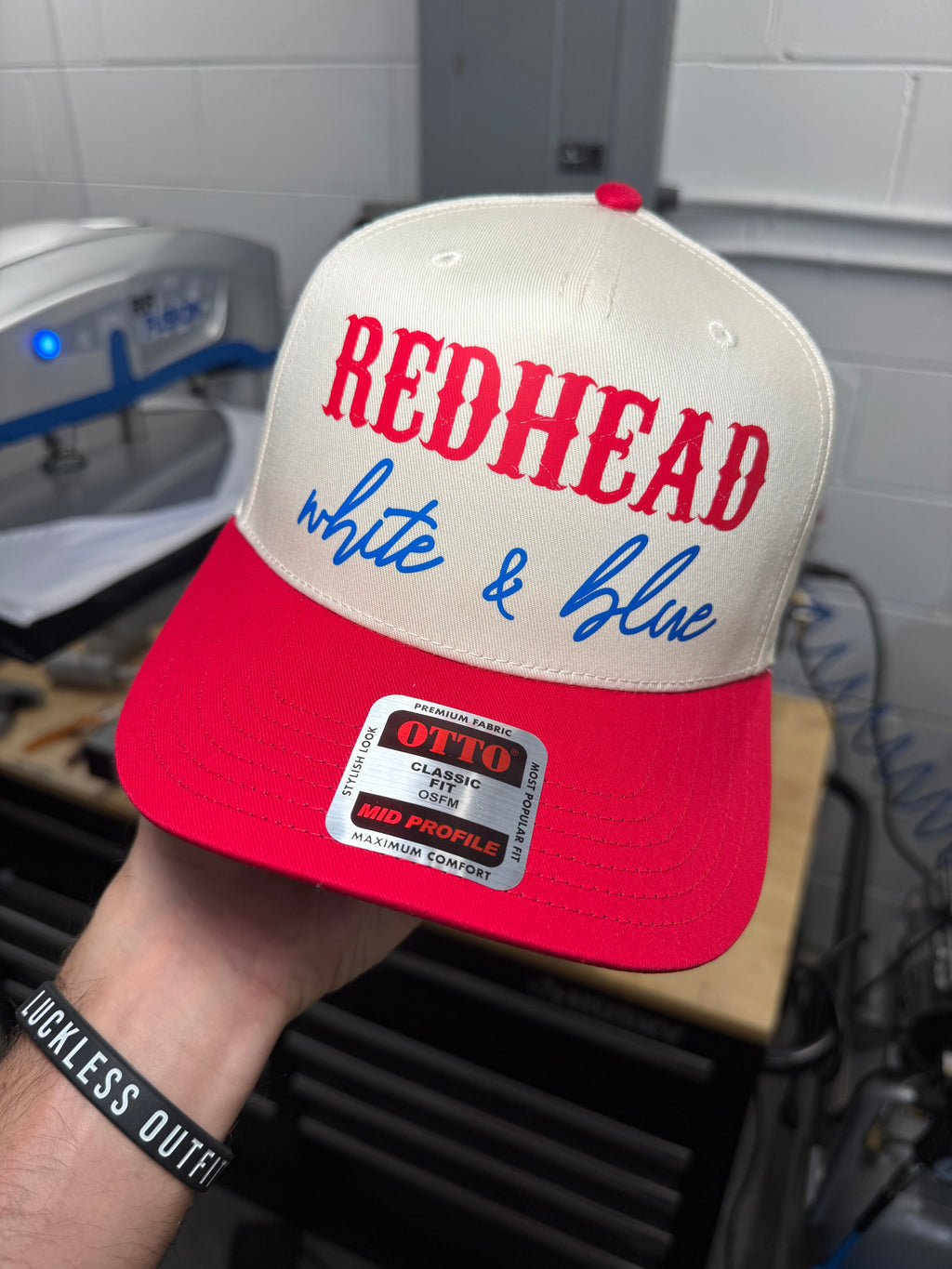 Red White and Hair Color Snapback